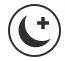 A black and white image of a crescent and a cross in a circle, designed using Elementor.